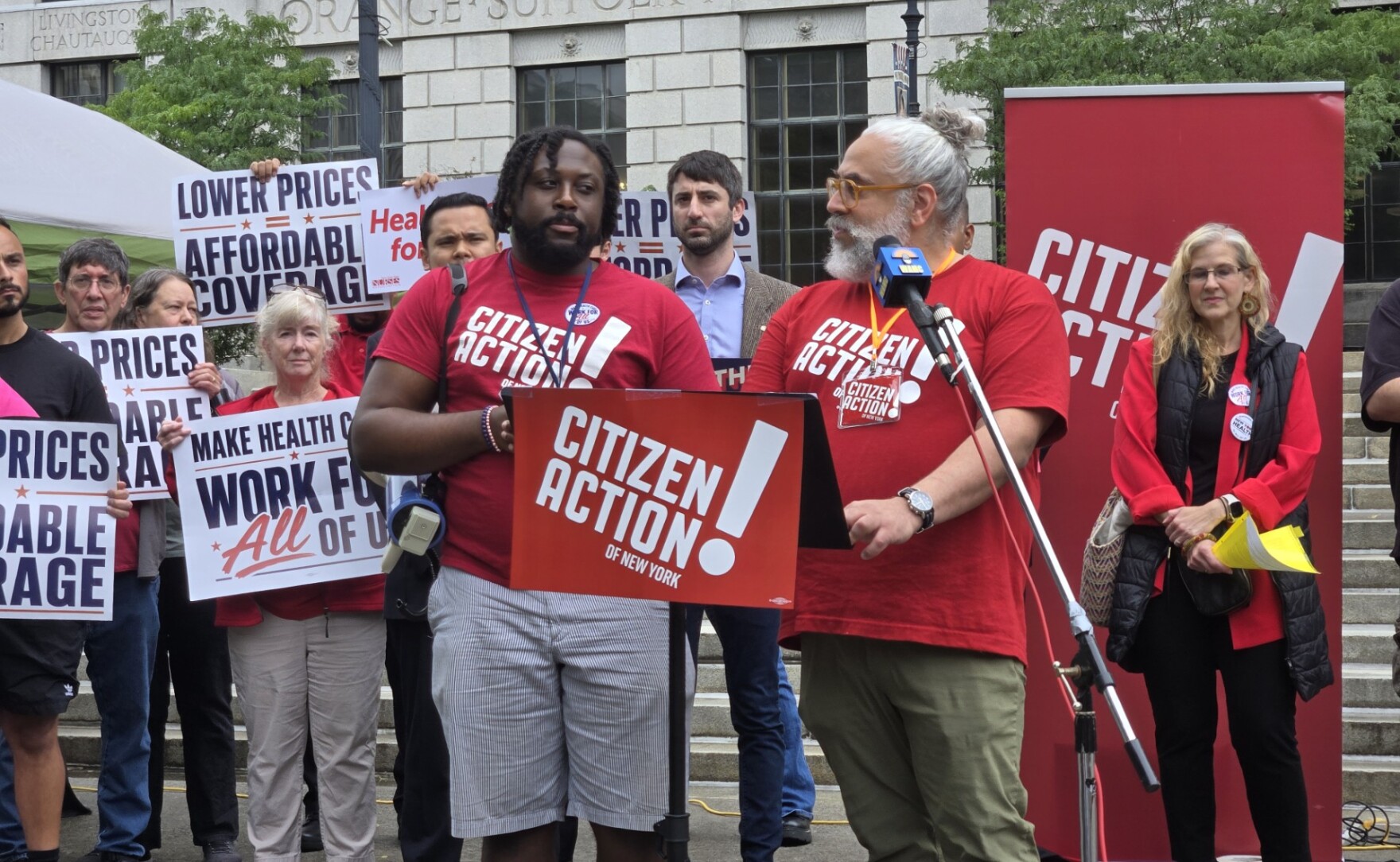 Speaker at an Albany Park rally with Citizen Action of New York